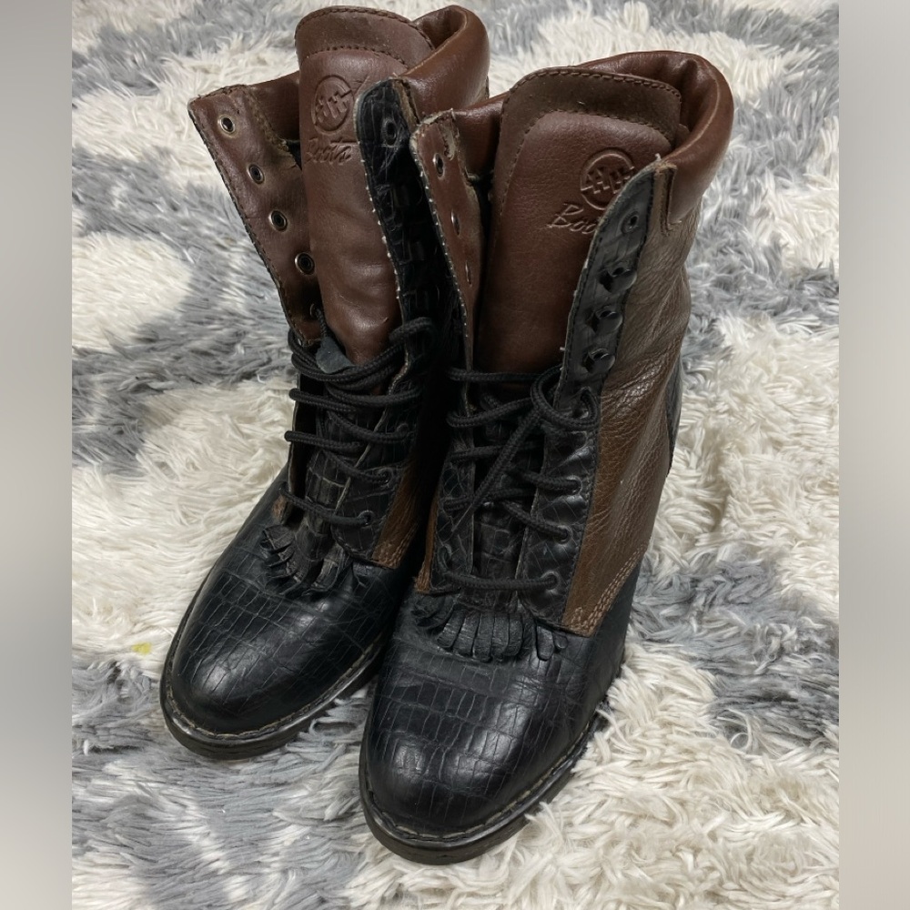Double H Western Roper Riding Boot Womens Size 9M Black Brown